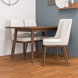 Adira (Small - Walnut) Dining Set With 4 Brighton (Beige) Dining Chairs