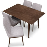 Adira (Small - Walnut) Dining Set With 4 Brighton (Grey) Dining Chairs