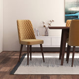 Adira (Xl - Walnut) Dining Set With 8 Evette (Gold Velvet) Dining Chairs