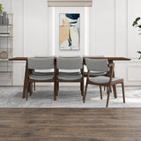 Adira (Xlarge - Walnut) Dining Set With 6 Ricco (Light Grey) Dining Chairs