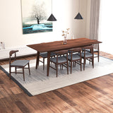 Dining Set, Adira Xlarge Walnut Table With 8 Winston Grey Chairs