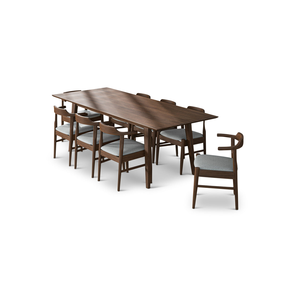 Adira (Xlarge - Walnut) Dining Set With 6 Zola (Grey) Dining Chairs