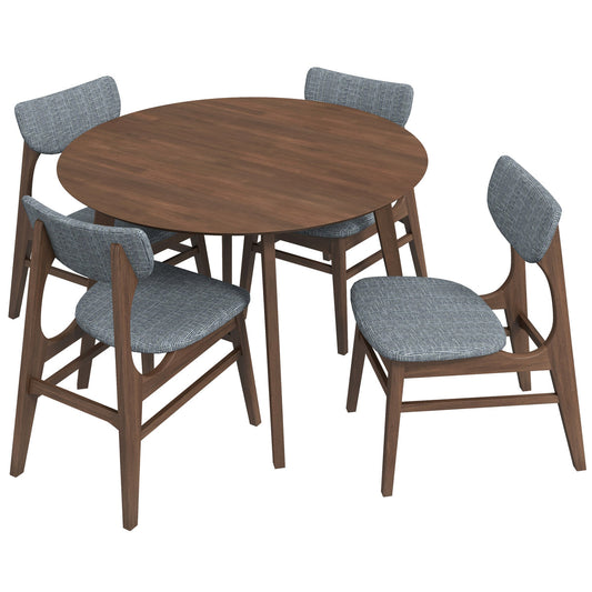 Aliana Dining Set With 4 Collins Gray Chairs (Walnut)