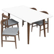 Alpine (Large - White) Dining Set With 4 Winston (Gray) Dining Chairs