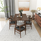 Dining Set, Alpine Large Table (Walnut) With 6 Zola Chairs (Black Pu)