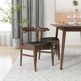 Alpine (Large - Walnut) Dining Set With 4 Zola (Black Leather) Dining Chairs