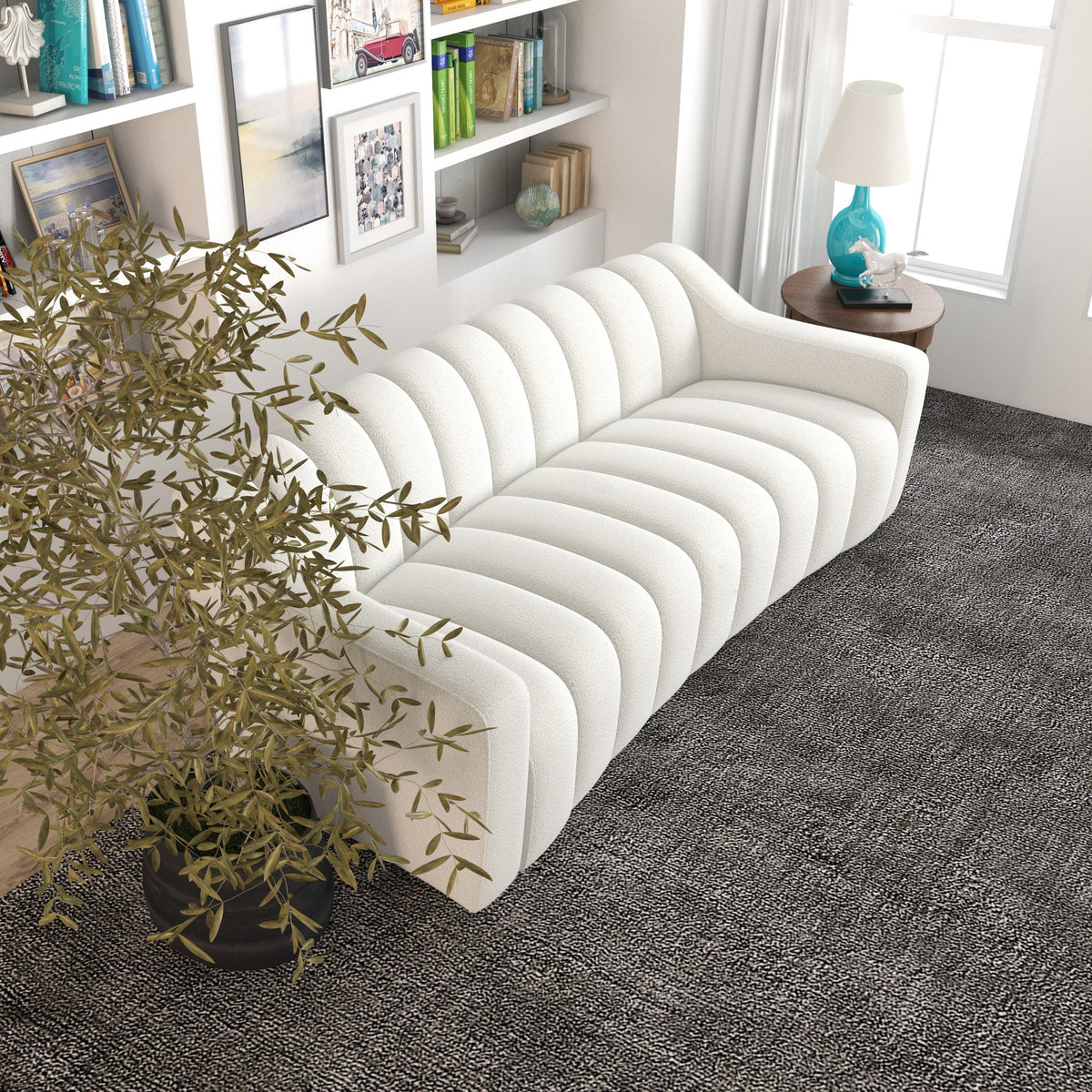 Bari Sofa (White Boucle Fabric)