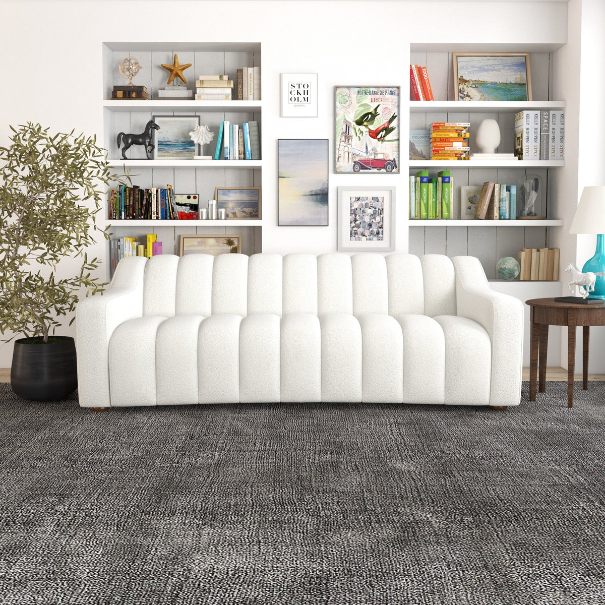 Bari Sofa (White Boucle Fabric)