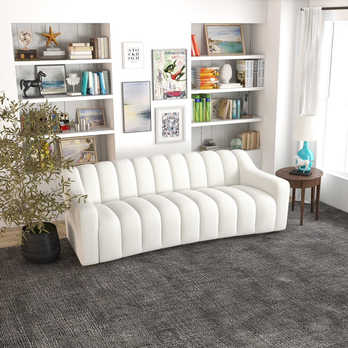 Bari Sofa (White Boucle Fabric)