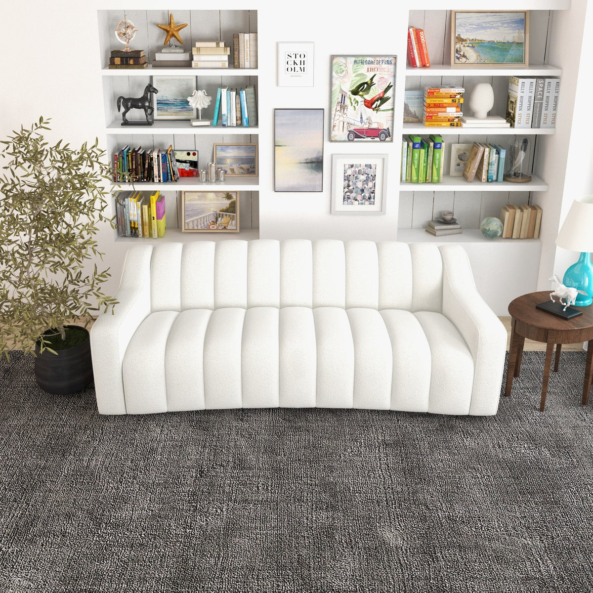 Bari Sofa (White Boucle Fabric)