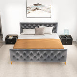 Beverly Platform Bed (King - Dark Grey Velvet)