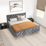 Beverly Platform Bed (King - Dark Grey Velvet)