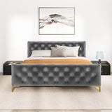 Beverly Platform Bed (King - Dark Grey Velvet)