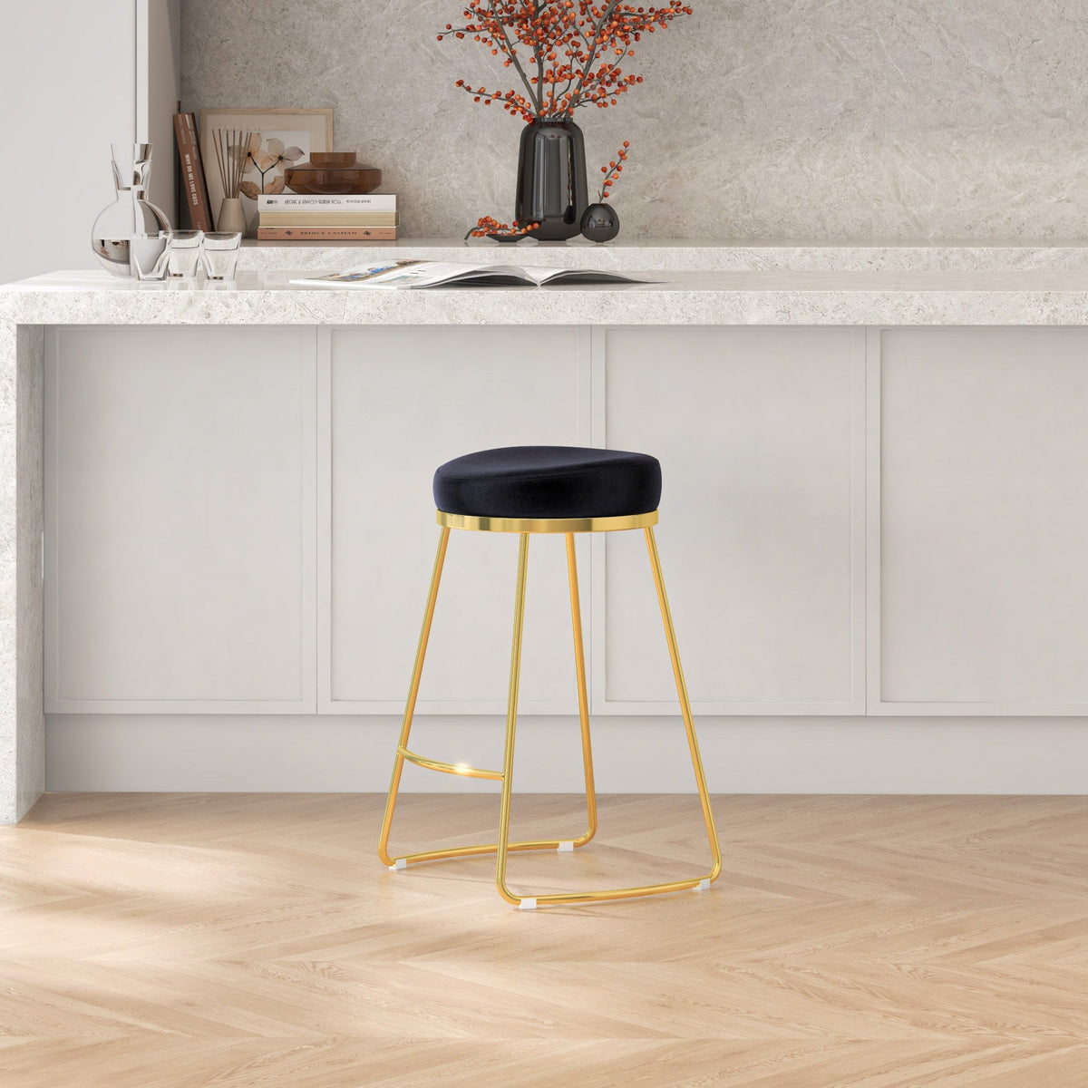 Bissel Counter Stool (Black Velvet)