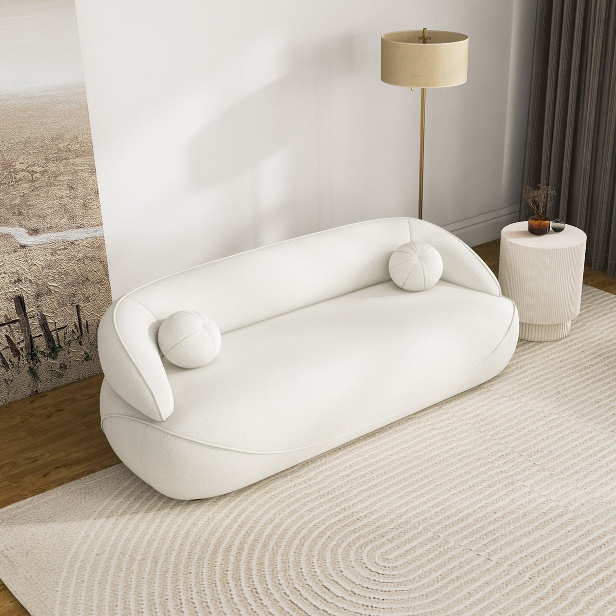 Brody Sofa (White Boucle Fabric)