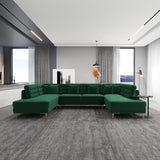 Caleb U Shape Corner Sofa (Dark Green Velvet)