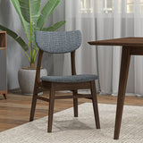 Adira (Large - Walnut) Dining Set With 4 Collins (Grey) Dining Chairs