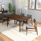 Adira (Large - Walnut) Dining Set With 4 Collins (Grey) Dining Chairs