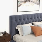 Eldridge Platform Bed (King - Gray Velvet)