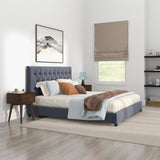 Eldridge Platform Bed (King - Gray Velvet)