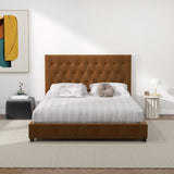 Eldridge Platform Bed (Queen - Cognac Velvet)