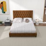 Eldridge Platform Bed (Queen - Cognac Velvet)