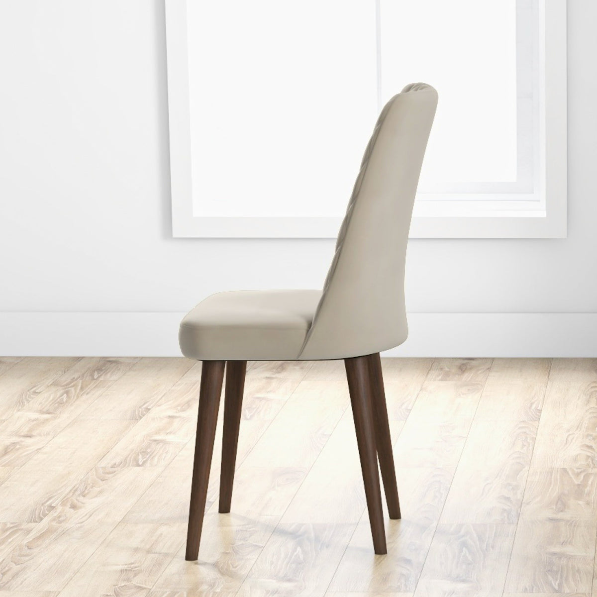 Evette Mid Century Modern Beige Dining Chair