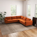 Fordham Orange Velvet Symmetrical Corner Sofa