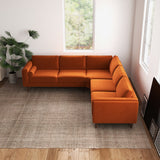 Fordham Orange Velvet Symmetrical Corner Sofa