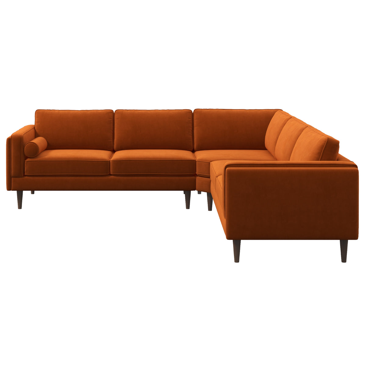 Fordham Orange Velvet Symmetrical Corner Sofa