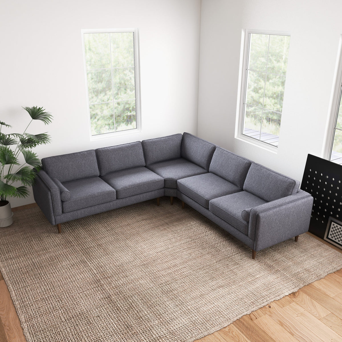 Fordham Symmetrical Corner Sofa (Dark Grey Fabric)