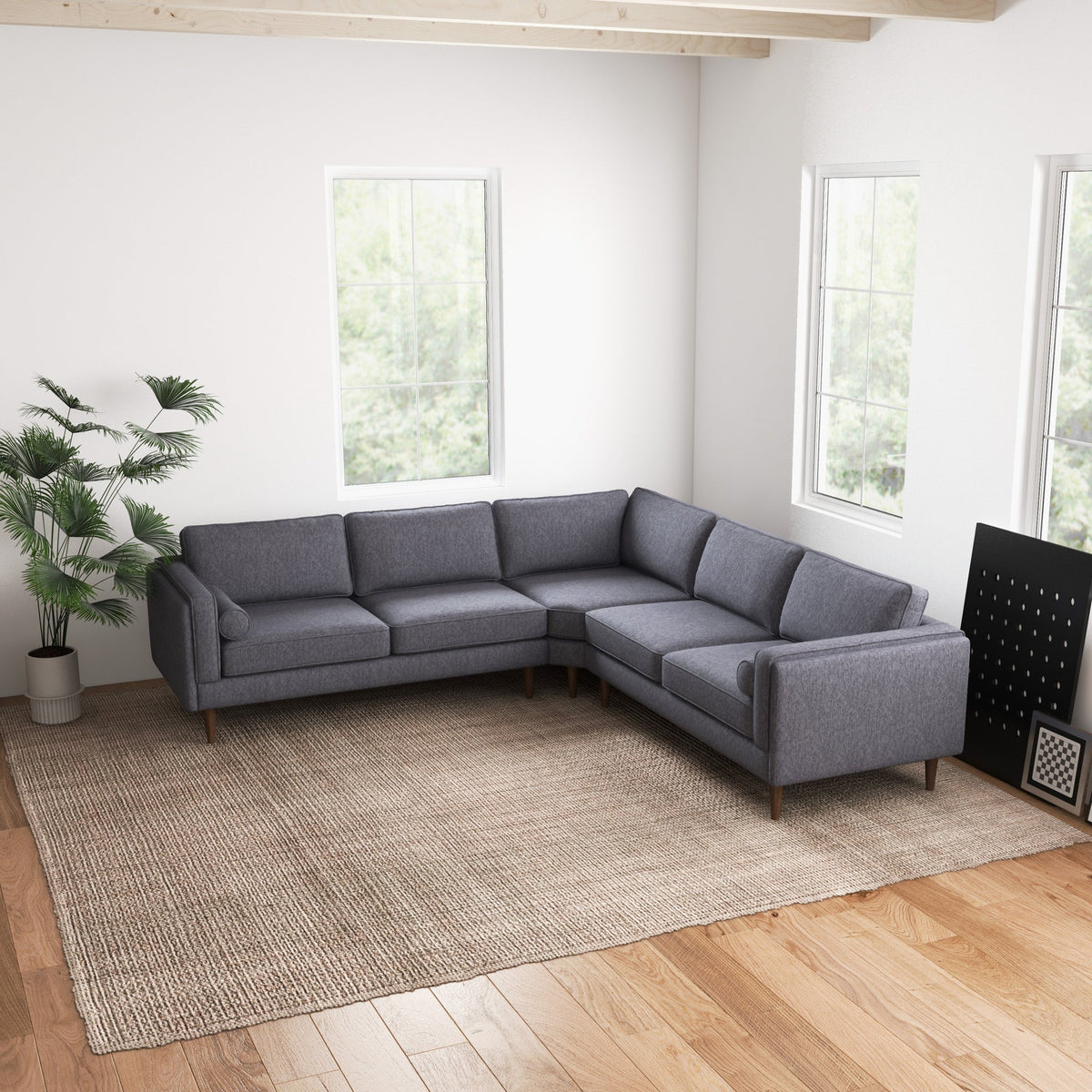 Fordham Symmetrical Corner Sofa (Dark Grey Fabric)