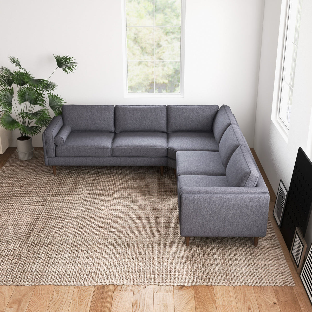 Fordham Symmetrical Corner Sofa (Dark Grey Fabric)