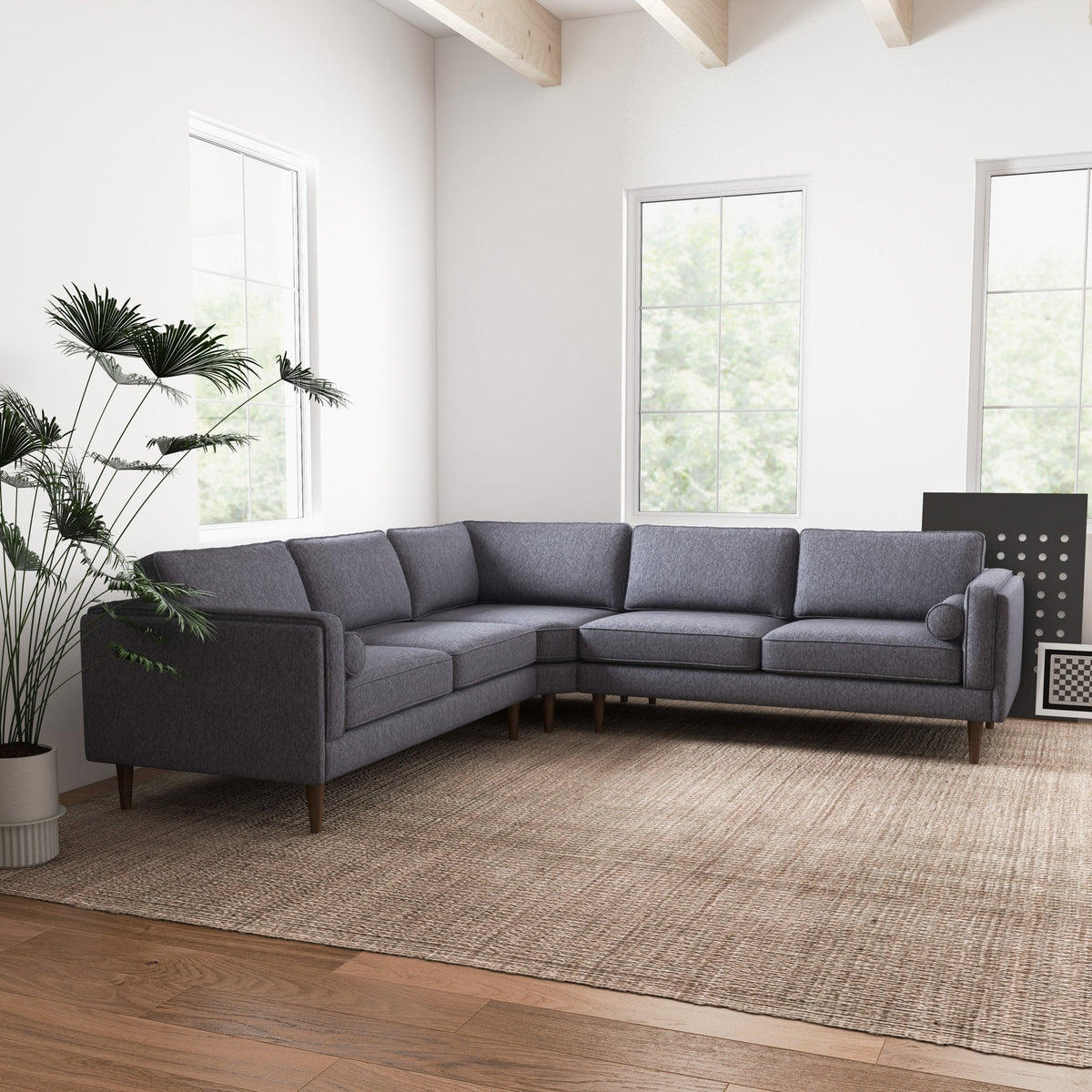 Fordham Symmetrical Corner Sofa (Dark Grey Fabric)