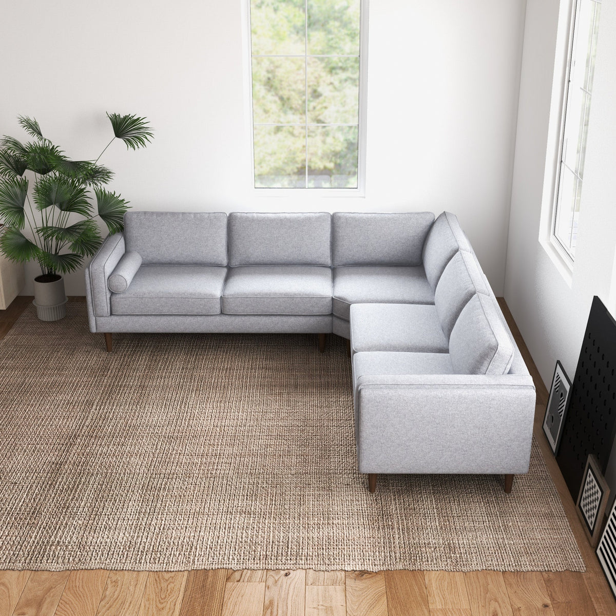 Fordham Symmetrical Corner Sofa (Light Gray Linen)