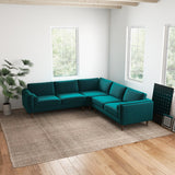 Fordham Teal Velvet Symmetrical Corner Sofa