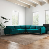 Fordham Teal Velvet Symmetrical Corner Sofa