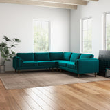 Fordham Teal Velvet Symmetrical Corner Sofa