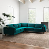 Fordham Teal Velvet Symmetrical Corner Sofa