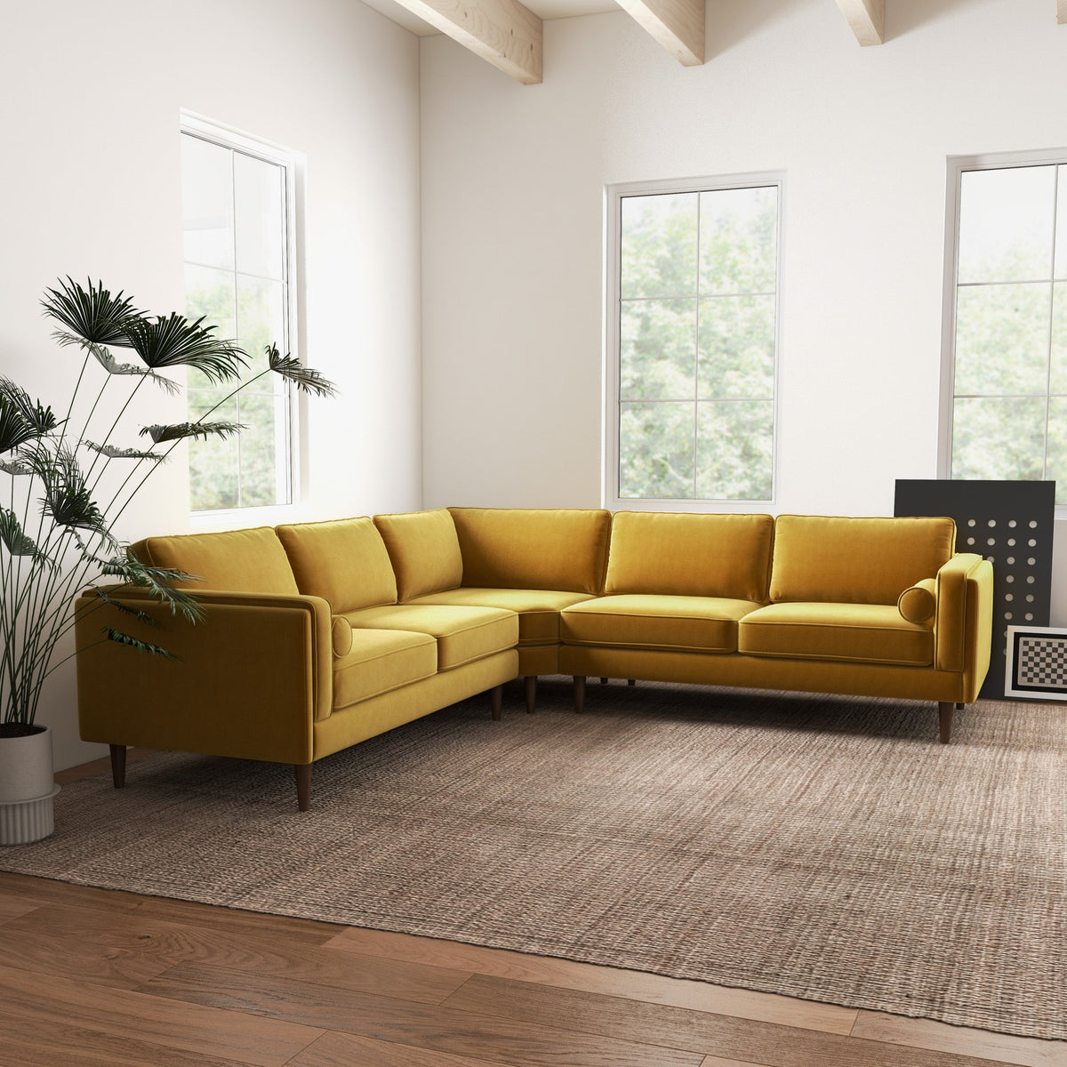 Fordham Gold Velvet Symmetrical Corner Sofa