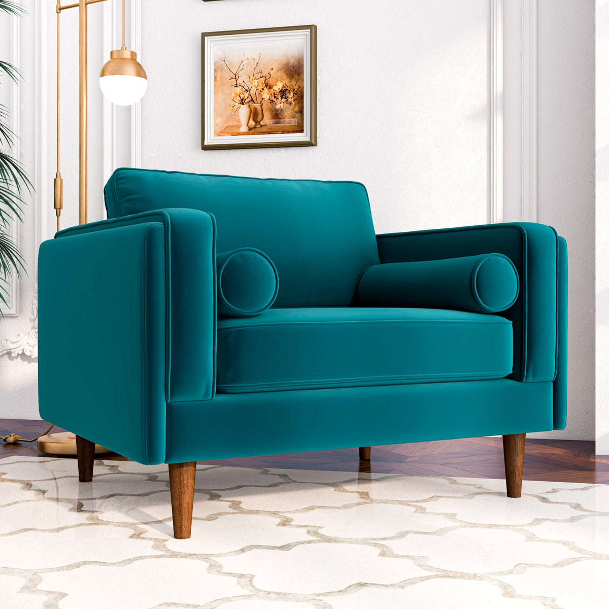 Fordham Lounge Chair (Teal Velvet)