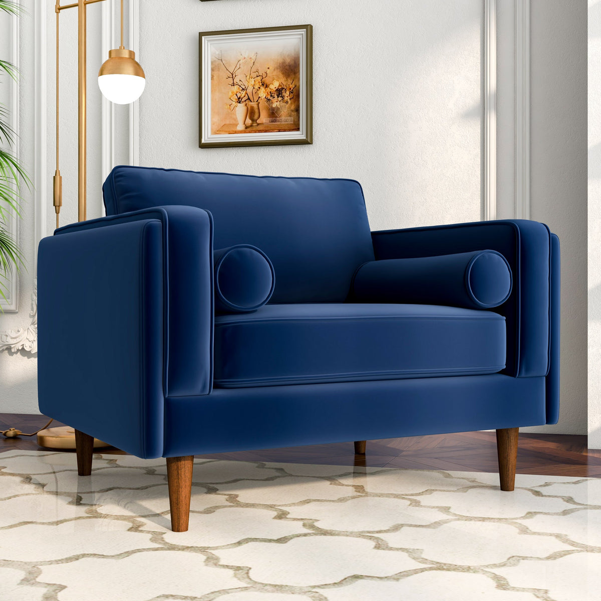 Fordham Lounge Chair (Navy Blue Velvet)