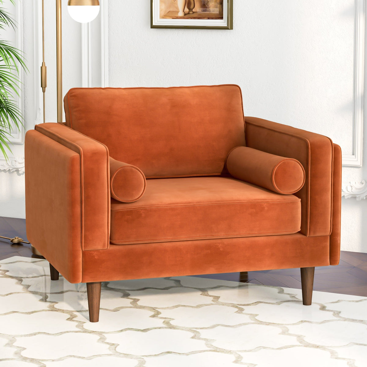 Fordham Lounge Chair (Burnt Orange Velvet)