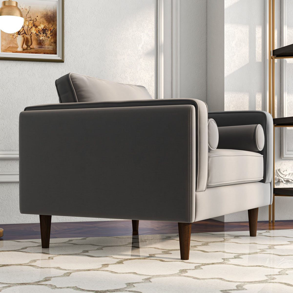 Fordham Grey Velvet Lounge Chair