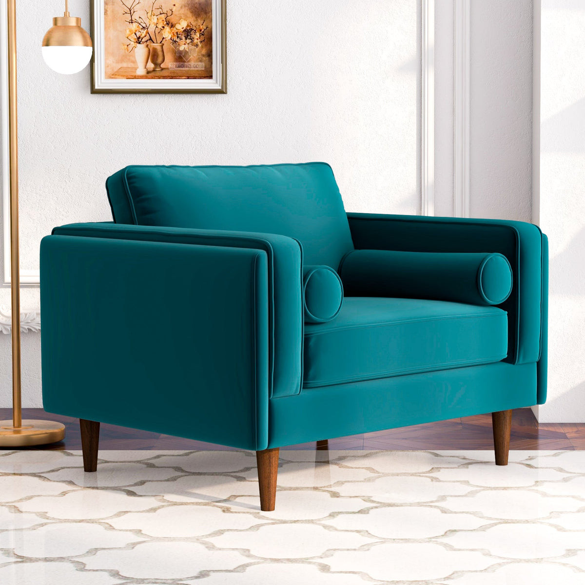 Fordham Lounge Chair (Teal Velvet)