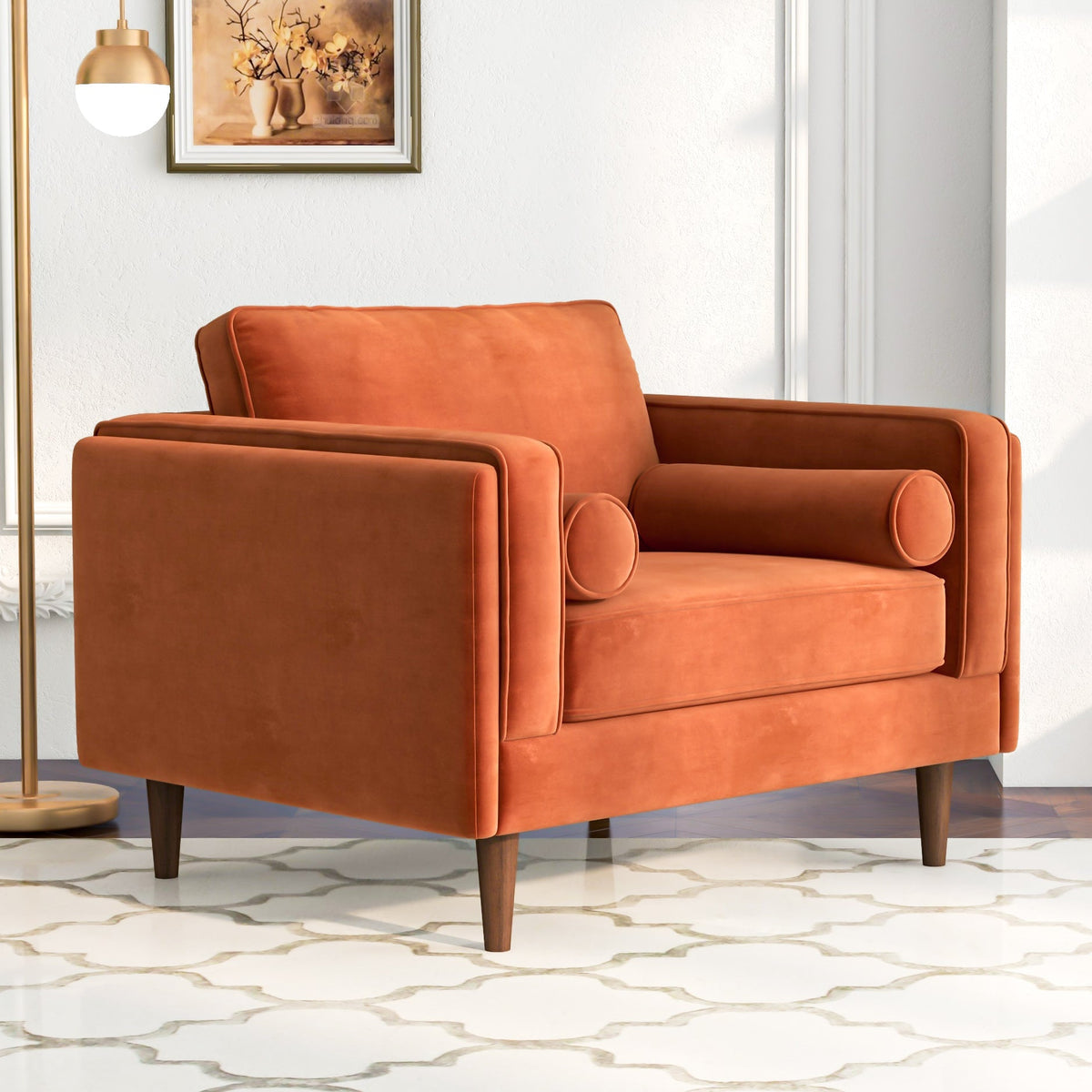 Fordham Lounge Chair (Burnt Orange Velvet)