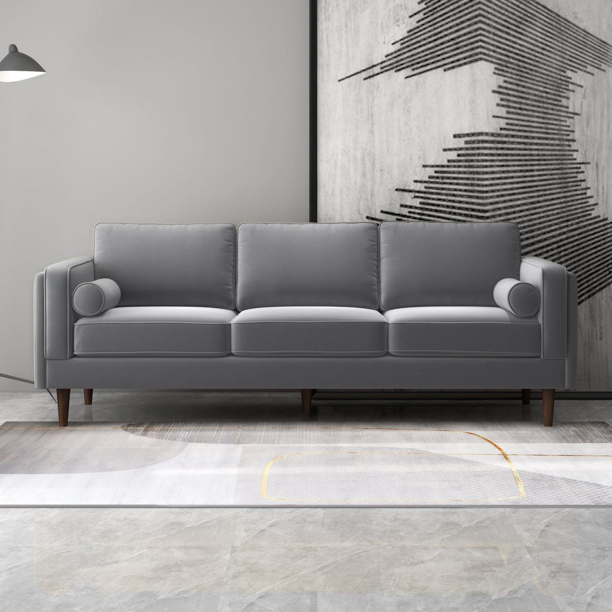 Fordham Grey Velvet Sofa