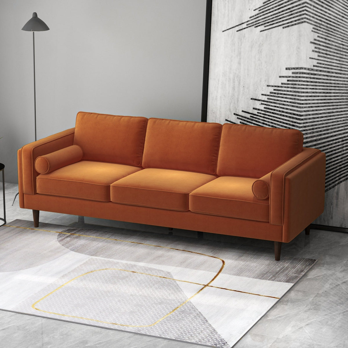 Fordham Sofa (Burnt Orange Velvet)