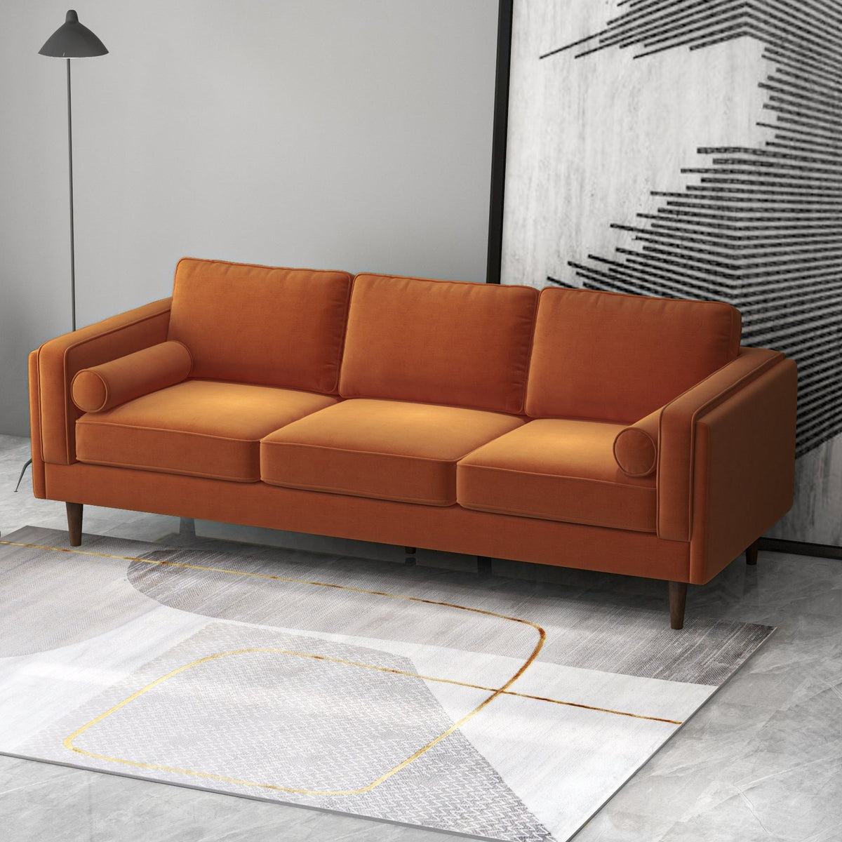 Fordham Sofa (Burnt Orange Velvet)