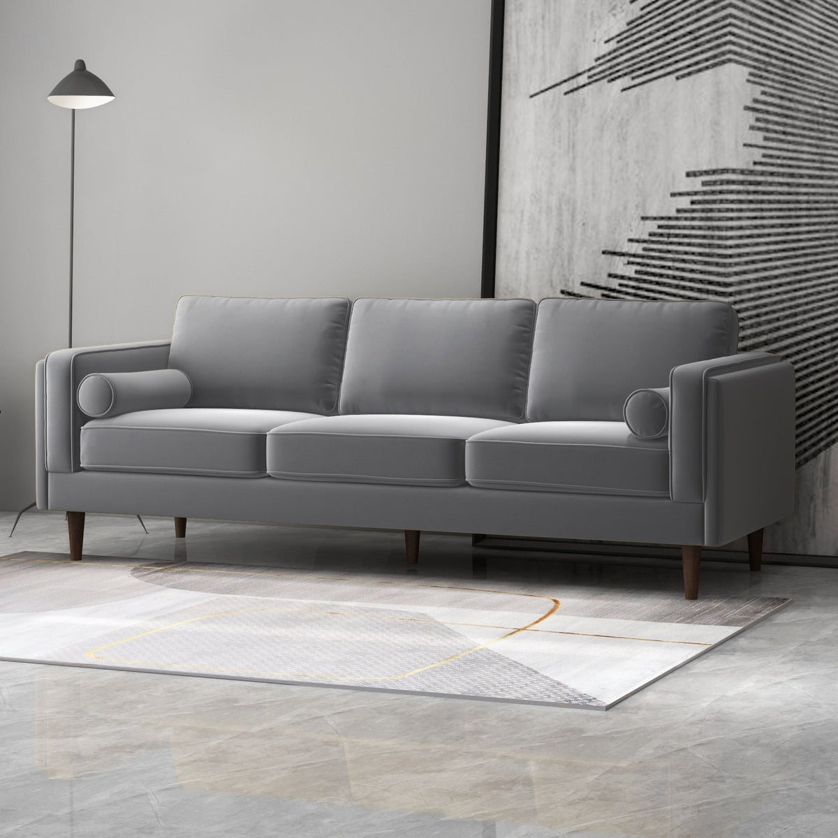 Fordham Grey Velvet Sofa